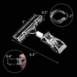 ZOOFOX 50 Pack Plastic Sign Holder Clip, Clear Rotatable Pop Clip-on Holder Stand, Double Retail Clips Holder for Price Tag Label Sign Display