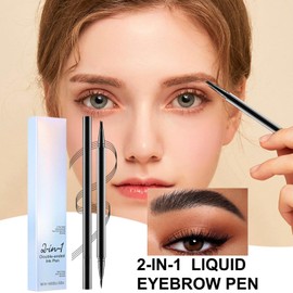 Liquid Brow Pen - 2-in-1 Eye Brow Filler Pencil With 4 Tips | Long-Lasting Brow Contouring Pen, Beauty Supplies For Daily Travel Work Business