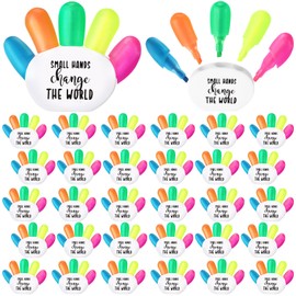 Chivertion 30 Sets Finger Shape Highlighter Watercolor Pen Colorful Fluorescent Pen Hands Shape Highlighter Marker for Teachers Students Awards Gifts Bulk