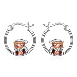 Owl Earrings Sterling Silver Animal Huggie Hoop Earrings Owls Jewellery Gifts for Women, Gold-plated, Email