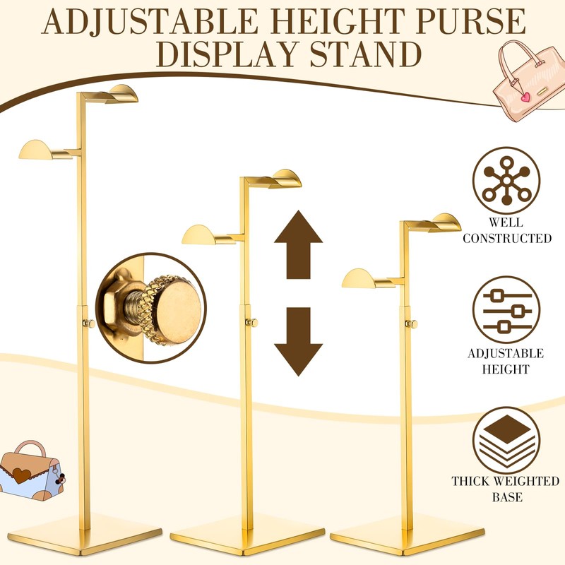 Hicarer Stainless Steel Purse Display Stand Adjustable Height Handbag Display