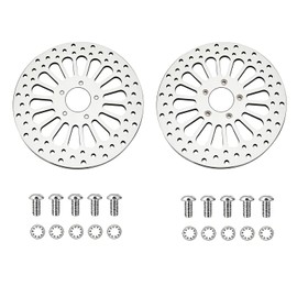 2 * 11.8''Harley front rotors Compatible with Harley Electra Glide/Road Glide/Road King/Street Glide/CVO Road Glide/CVO Limited FLHTKSE Polished Finish Stainless Steel Disc Rotors