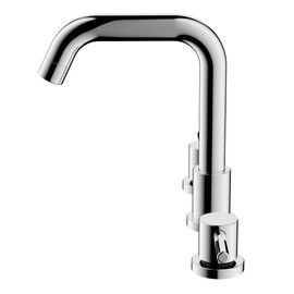 Homfan Two Handles Widespread 8 inch Bathroom Faucet,Split Lavatory Sink Faucet,Pop Up Drain,cUPC Supply Line,360°Swivel Spout,7-Shape Tube Chrome Plated