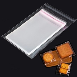 200 Pack Self Sealing Cellophane Treat Bags 6x9 Inches - Clear Resealable Self Adhesive Cookie Bag with Seal for Cookie Packaging Party Favor Gift Giving