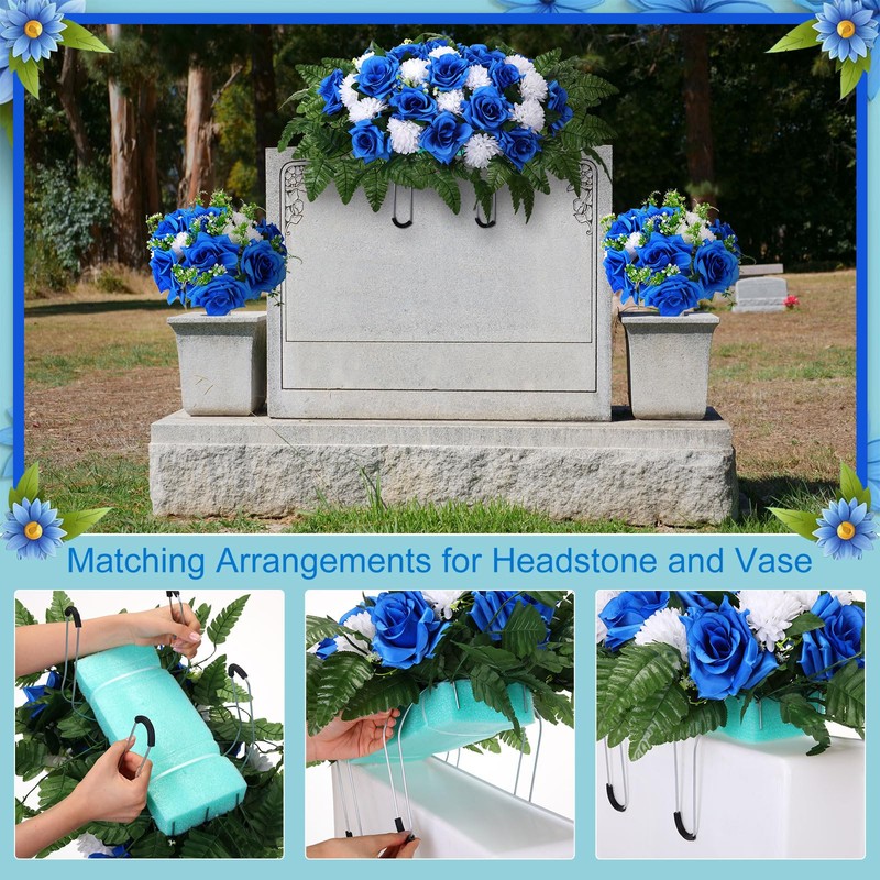 3 Pcs Artificial Cemetery Flowers for Grave Memorial Flowers Funeral