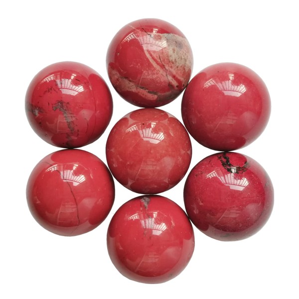 Bacatgem 7 Pcs Natural Red Jasper Crystal Sphere Ball,0.78 Inchs