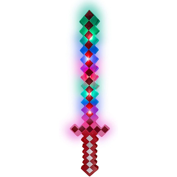 Fun Central LED Light Up Pixel 8-Bit Toy Sword for Kids - Red