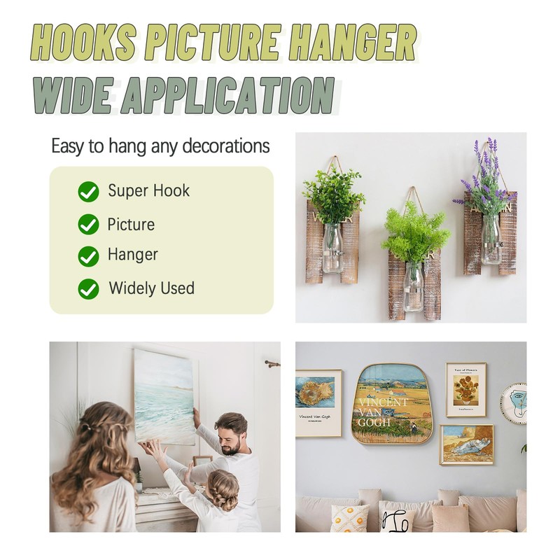 FURHUA Stronger Super Hooks Picture Hanger, Hang Art, Clock, Shelves,