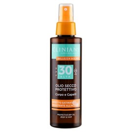 CLINIANS | Olio Secco Protettivo Corpo e Capelli SPF30, con Vitamina E, olio di Mandorla, Argan e Jojoba, 150mL