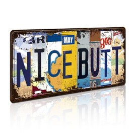 Funny Farmhouse Bathroom Signs Decor, Rustic Metal Tin Sign Wall Decor Art, Restroom Decor Accessories - Nice Butt