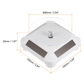 sourcing map Solar Display Stand Turntable 3.54" Plate Dia 360° Two-Way Rotating ABS Plastic Automatic Revolving Display for 3D Print Jewelry Displaying, White