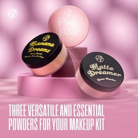 W7 Trío de Polvos para La Cara Suelta - Juego de 3 Piezas - Polvos Tonados Plátanos, Nudes y Rosados - Polvo Fijante Ultrafino para Un Maquillaje Impe