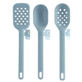 Cook With Color 3 Silicone Kitchen Tools Set Slotted Turner & Spoon, Basting Spoon Pink 12”