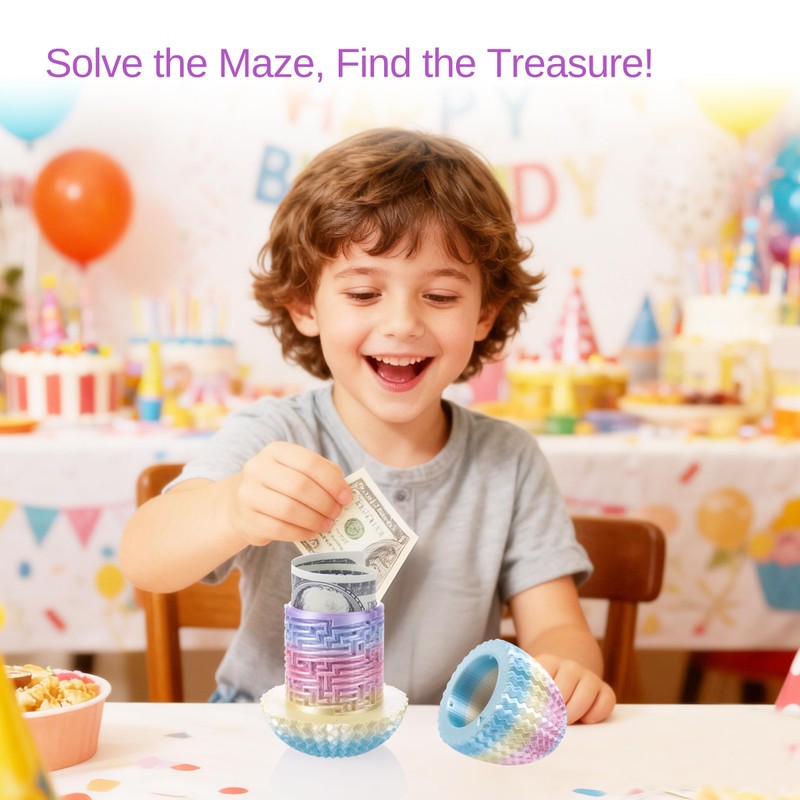 2PCS Egg Shaped Cash Maze Puzzle Gift Box - Creative