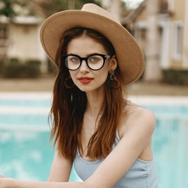 DXYXYO 3 Pack Round Reading Glasses for Women, Ladies Stylish Readers Blue Light Blocking with Spring Hinge, 2.0 Black+Grey+Brown