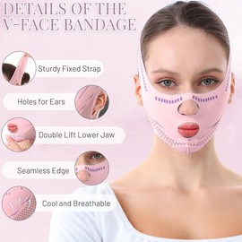 GGUFAY V-Gesichtsmasken, wiederverwendbarer Kinnriemen, Gesichtsmaske V-Linien-Lifting-Maske, Gesichts-Schlankheitsgürtel für Doppelkinn und schlaffe Gesichtshaut