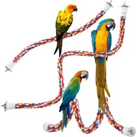 Bird Rope Perches,Parrot Toys 41 inches Rope Bungee Bird Toy (41 inches)[1 Pack] - Size: 48 inches