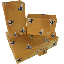 Luxury ECO Gift Wrap - 6 sheets/tags - Oil Bumble Bee Brown - Birthday - Recycled & Recyclable Wrapping Paper - Re-wrapped