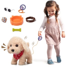 TUMAMA Interactive Dog Toy Children, Dog with Remote Control Lead for Running and Barking, Dog Game Children's Toy from 2 3 4 5 Years Girls, Cuddly Toy Dogs - Walking, Barking, Tail Wagging