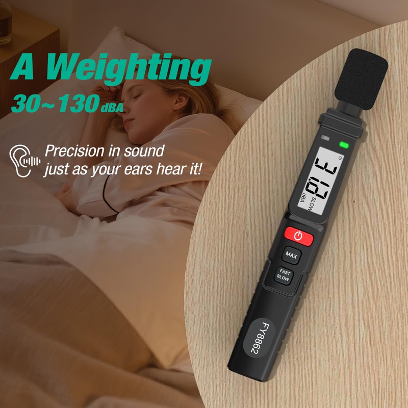 Decibel Meter,Mastfuyi Digital Sound Level Meter Portable Sound Meter 30–130