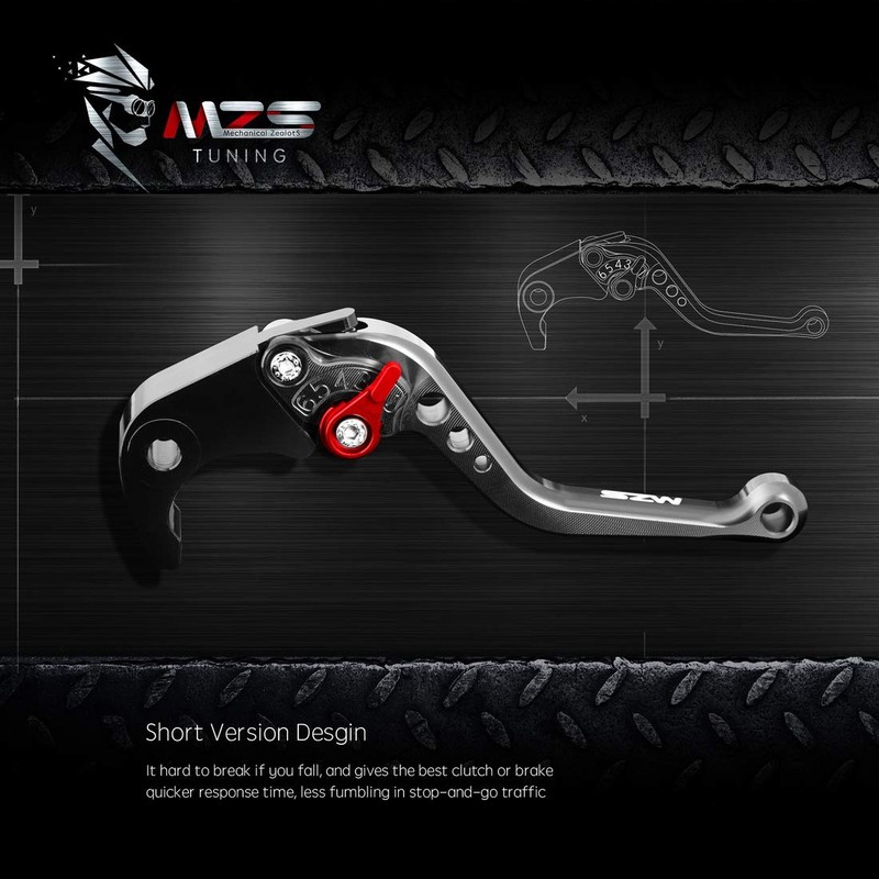 MZS Black Motorcycle Brake Clutch Levers Short Adjustable CNC Compatible