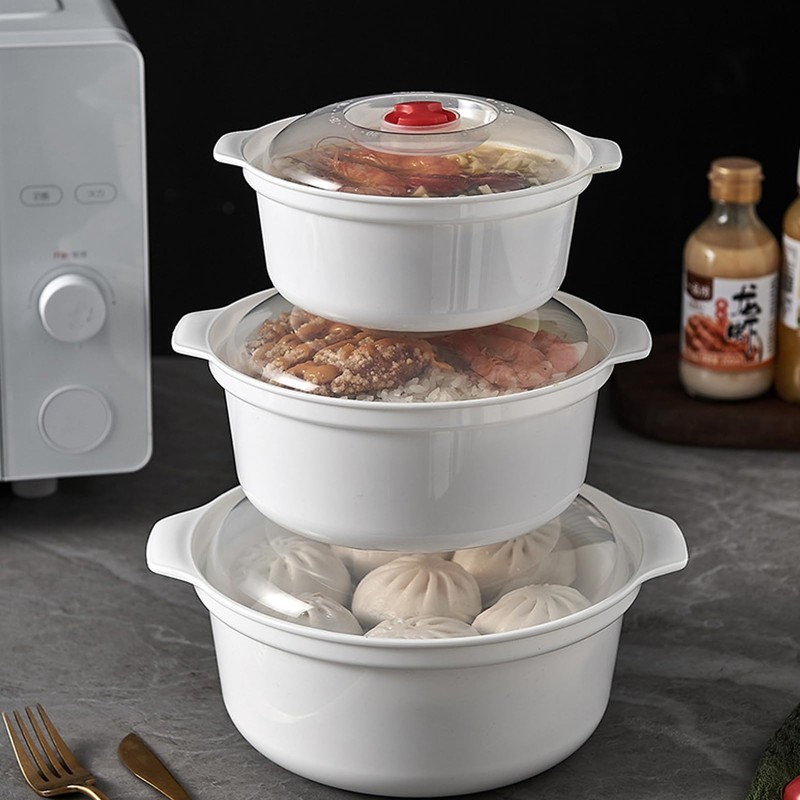 Microwavable Bowls With Lids, Microwave Ramen Bowl with Steam Rack,