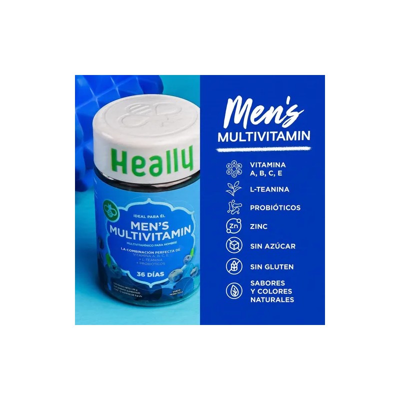Heally Multivitamínico Hombre, 72 Gomitas, Vitaminas 216g