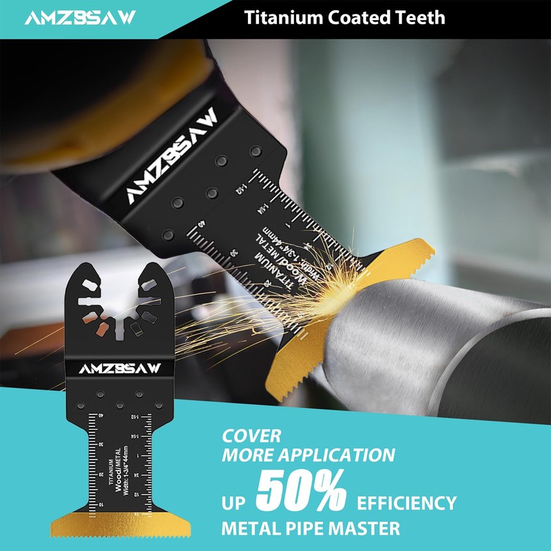 AMZBSAW 32PCS Titanium Oscillating Saw Blades Metal Cutting, Multi Tool