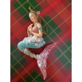 Embellished Mermaid Christmas Coastal Nautical Tree Ornament ~ New