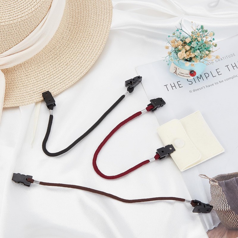 NICENEEDED 6 Pcs Hat Strap Clips Cord Fasteners, Windproof Clips