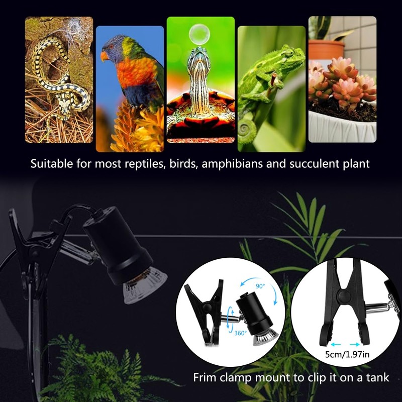 DOMICA Dimmable Reptile Heat Lamp with Timer + 50W UVA