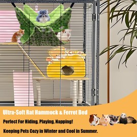 TARANDUS Ferret Rat Hammock Hamster for Cage - Large Soft Guinea Pig Hideout Bed, Chinchilla Hammock, for Small Animals,GuineaPig,Ferret,Kitten,Squirrel,Chinchilla,Rat,Parrot (Hammock-Green)