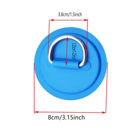 JuneKooler 8 Pieces Stainless Steel D Rings Patch for Inflatable Boat, Sup D-Ring Patch,Kayak D Ring Patch,Dring Patch for Paddle Board, No Glue Included (Blue)