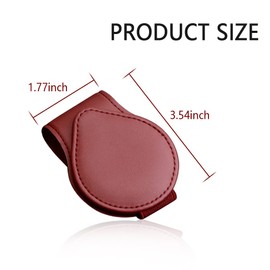 OFBAND Magnetic Sunglass Holder for Car Visor,PU Leather Car Sunglass Holder Organizes Glasses Tickets Cards & Keeps Car Tidy,Universal Car Accessories Interior (Wine Red)