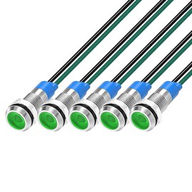 Gebildet 5pcs LED Metal Indicator Light Waterproof Signal Lamp 6mm 3V-4.5V-5V-6V-7.5V-9VDC Pilot Dash Directional Car Truck Boat with Wire,Green