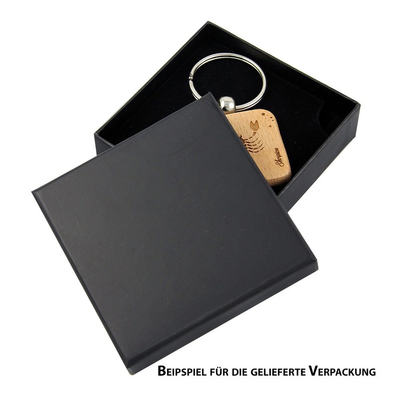 Zodiac Sign Key Ring Made of Natural Wood with High-Quality