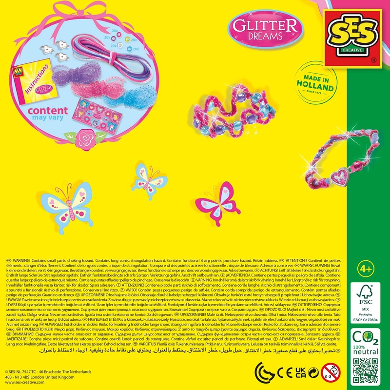 SES Creative 14128 Dreams-Glitter Bracelets, Mixed, One Size