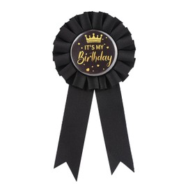 It’s My Birthday Satin Ribbon Badge Pin, Birthday Queen Button & Brooch Apparel Pin for Women Men & Party Decorations (Black)