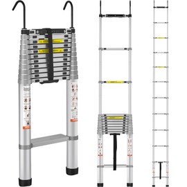 VEVOR Telescoping Ladder, 15 FT Aluminum Collapsible Extension Ladder, 400 LBS Capacity with Non-slip Feet, Portable Multi-purpose Compact Ladder for Home, RV, Loft, ANSI Liste…