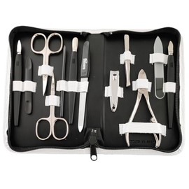 Solingen 12-Piece Manicure Set with Leather Case Nail Care (White)