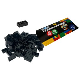 CMC imports 50 Clamping Blocks, Building Blocks, 2 x 4 Nubs, Compatible Bricks, 8 Knobs, Free Selection, 34 Colours (650 - Black)