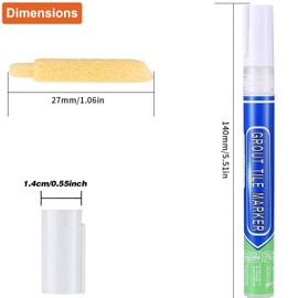 Bolígrafos para Lechada, MCSWKEY 6 Piezas Marcador de Azulejos Color Blanco con Puntas Adicionales, Pluma de Reparación de Azulejos de Impermeable para Baldosas, Piso, Cocina y Baño