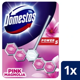 Domestos Power 5 Pink Magnolia toilet blocks that clean at full power for up to 300 flushes Toilet Rim Block up to 3x more limescale prevention* 55 g (Pack of 9)