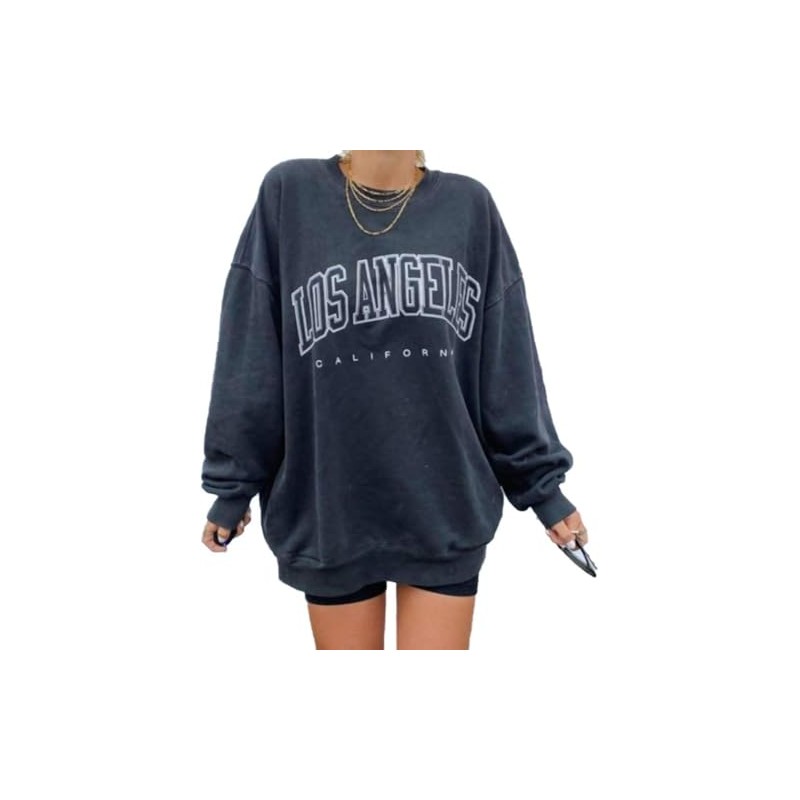 Women's Oversized Sweatshirt Los Angeles California Crewneck Long Sleeve Casual