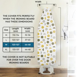 Encasa XO Ironing Board Cover and Pad 49"x18" - Thick 3mm Felt Padding, Drawstring Tightening & Lock, Easy Fit, Scorch & Stain Resistant, Fits Wide Ironing Board - Daisy Grey