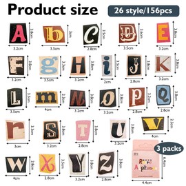 156PCS Vintage Letter Stickers,Waterproof Vinyl Letter Stickers DIY Decoration Scrapbook Stickers Set for Guitar, Calendars, Suitcase, Notebooks, Journal，Bicycle