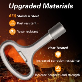 KPALAG 3/8''and 5/16'' Square Hydrant Keys, Upgraded 630 Steel Sillcock Water Key, Shut Off tool for Wall Hydrant Water Spigot and Outdoor Hose Faucet Valve, Replace# P1300-PART-13-KEY 80132