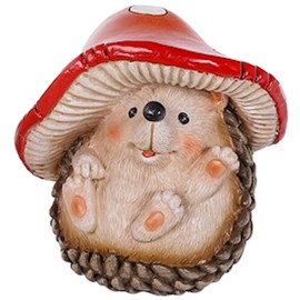 The Bridge Collection Mushroom Hedgehog Figurine - 3.25" Hedgehog with Mushroom Hat - Hedgehog Toadstool Figure