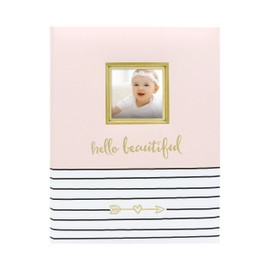 Pearhead Hello Beautiful First 5 Years Baby Memory Book with 3x3 Photo Insert, Baby Girl Keepsake Gift, Gift For New And Expecting Moms, 50 Fill In Pages, Pink