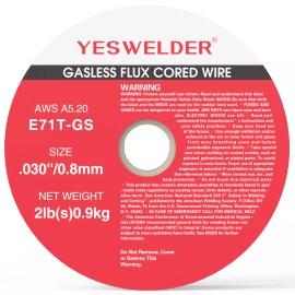 YesWelder Flux Core Gasless Mig Wire, Mild Steel-E71TGS .030" 0.8mm-2 Lbs Spool